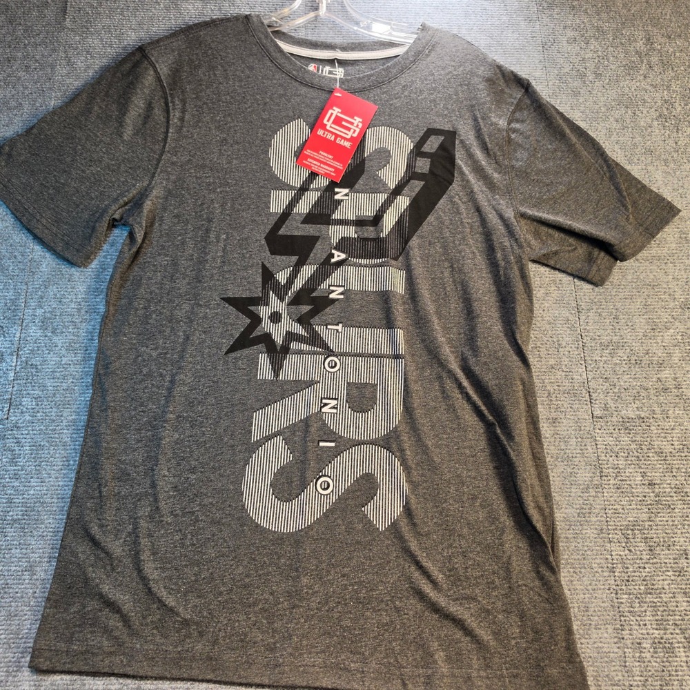 Ultra Game San Antonio Spurs NBA Men Medium Charcoal NEW Graphic Tee